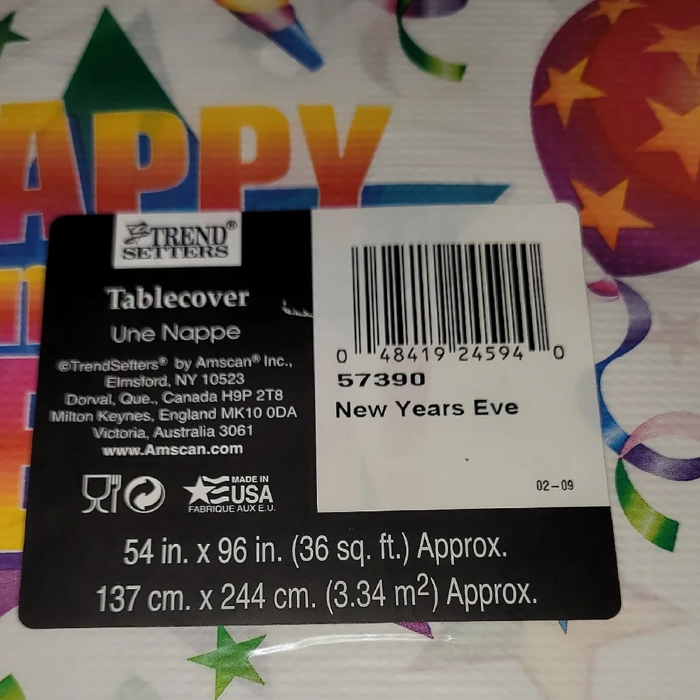 Happy New Year, Paper Table Cover 57390 by‎ Trend Setters  NIP 54